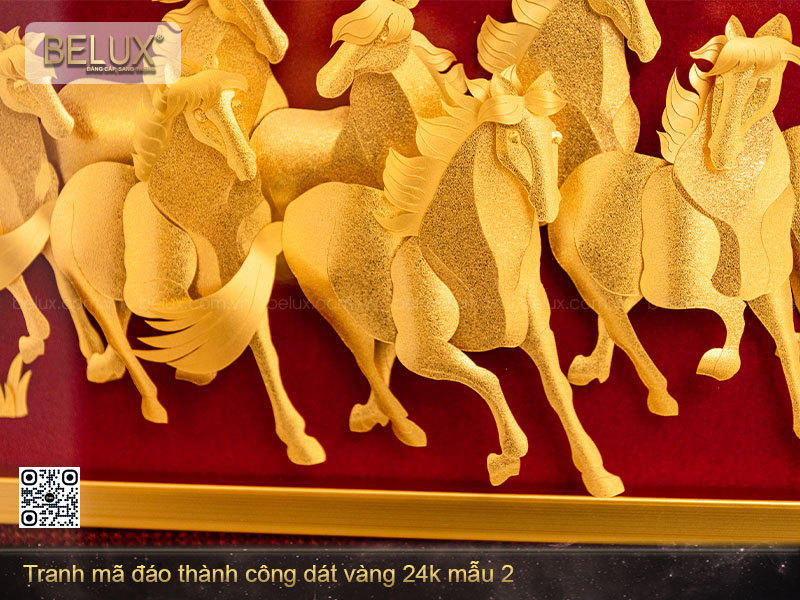 Tranh quà tặng mã đáo thành công dát vàng 24k mẫu 2